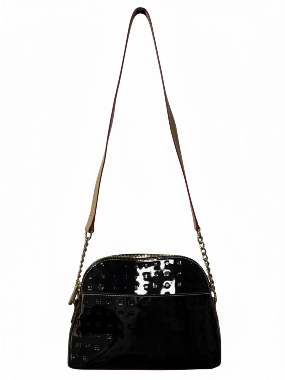 Arcadia Patent Leather Crossbody Purse Bag in Black